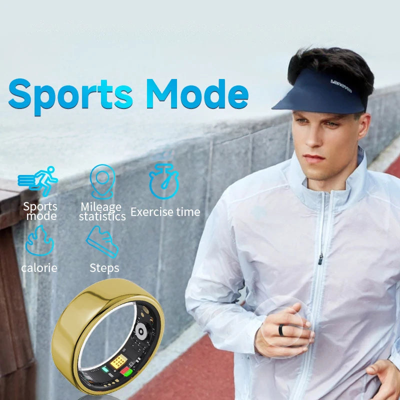2025 New Smart Ring Sleep Blood Pressure Monitor Multiple Exercise Modes IP68 Waterproof Wirless Men Women Rings For Android iOS