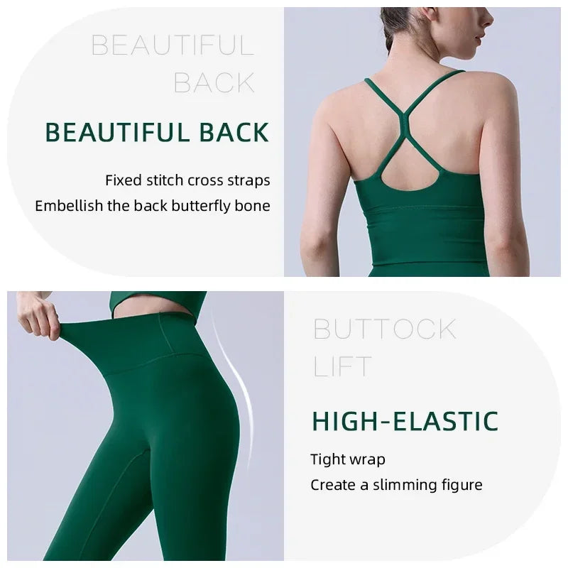 2 Piece Yoga Clothes Women's Tracksuit Athletic Wear Pilates Fitness Suit Gym Workout Push Up Clothes Sports Bra Leggings Suit👚