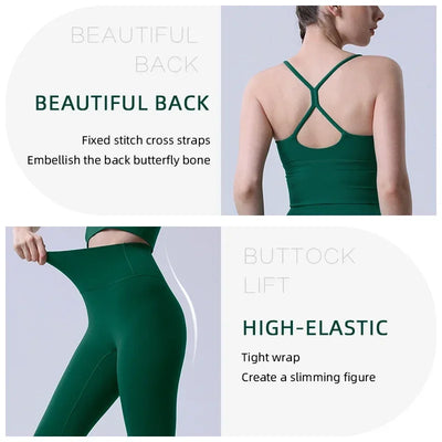 2 Piece Yoga Clothes Women's Tracksuit Athletic Wear Pilates Fitness Suit Gym Workout Push Up Clothes Sports Bra Leggings Suit👚
