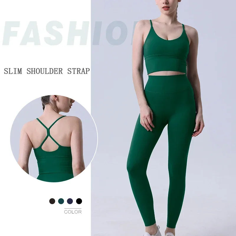 2 Piece Yoga Clothes Women's Tracksuit Athletic Wear Pilates Fitness Suit Gym Workout Push Up Clothes Sports Bra Leggings Suit👚