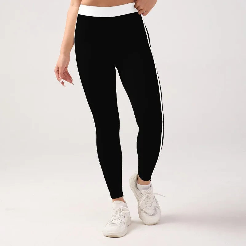 Yoga Set Women Gym Bra Top Leggings Two Piece Set Stripy Colorblock Sport Fitness Tracksuit Pilates Training Active Wear