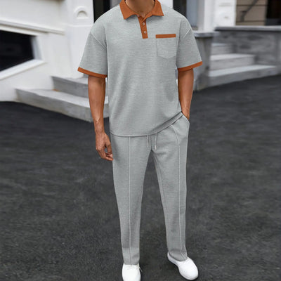 Men's Two-piece Sportswear Short-sleeved T-shirt and Long Pants set Casual Business Sportswear Summer 2025 Fashion Two-piece Set