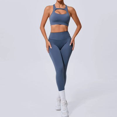 New Yoga Set Women Tracksuit Workout Pocket Legging Athletic Suit Gym Push Up Legging Fitness Bra Sports Wear Active Wear