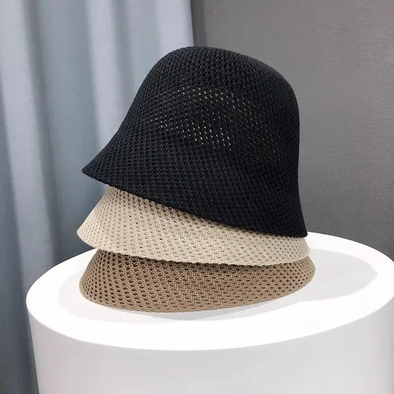 Hat, female fisherman hat, spring and summer hollow thin sun hat, sunshade and face enhancing small basin hat