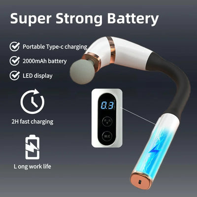 Massage Gun with Upgraded Extended Handle U-Shaped Back Massager Deep Tissue with 4 Massage Heads Fascia Gun Muscle Relaxation