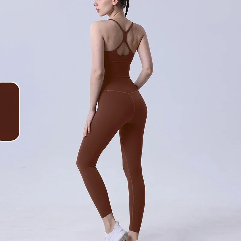 2 Piece Yoga Clothes Women's Tracksuit Athletic Wear Pilates Fitness Suit Gym Workout Push Up Clothes Sports Bra Leggings Suit👚