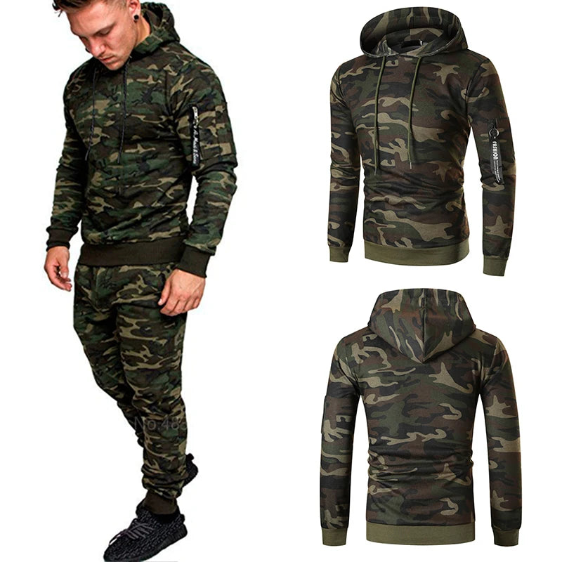 Men's Sportswear Set Two-piece Casual Jogging Warm Breathable Fitness Sportswear Set Hoodie + Trousers