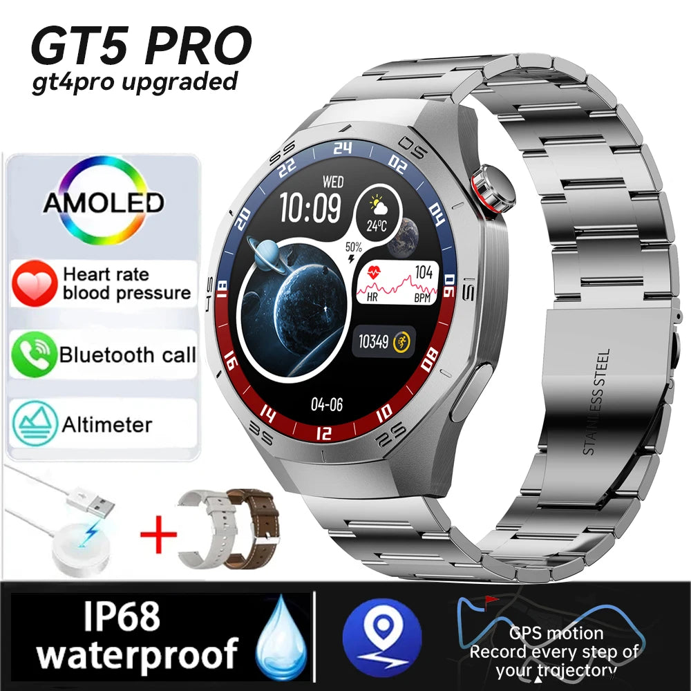 2025 New Smart Watch S5 Men's Outdoor Sports 100+Sport Modes IP68 Waterproof Watches AMOELD HD Screen Smartwatch Android IOS