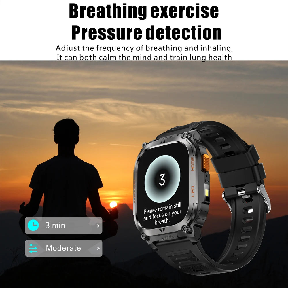 2025 Smart Watch for Men BT Call 2.01" Smartwatch Android iOS Fitness Tracker with Flashlight/Compass/Heart Rate/Sleep Monitor