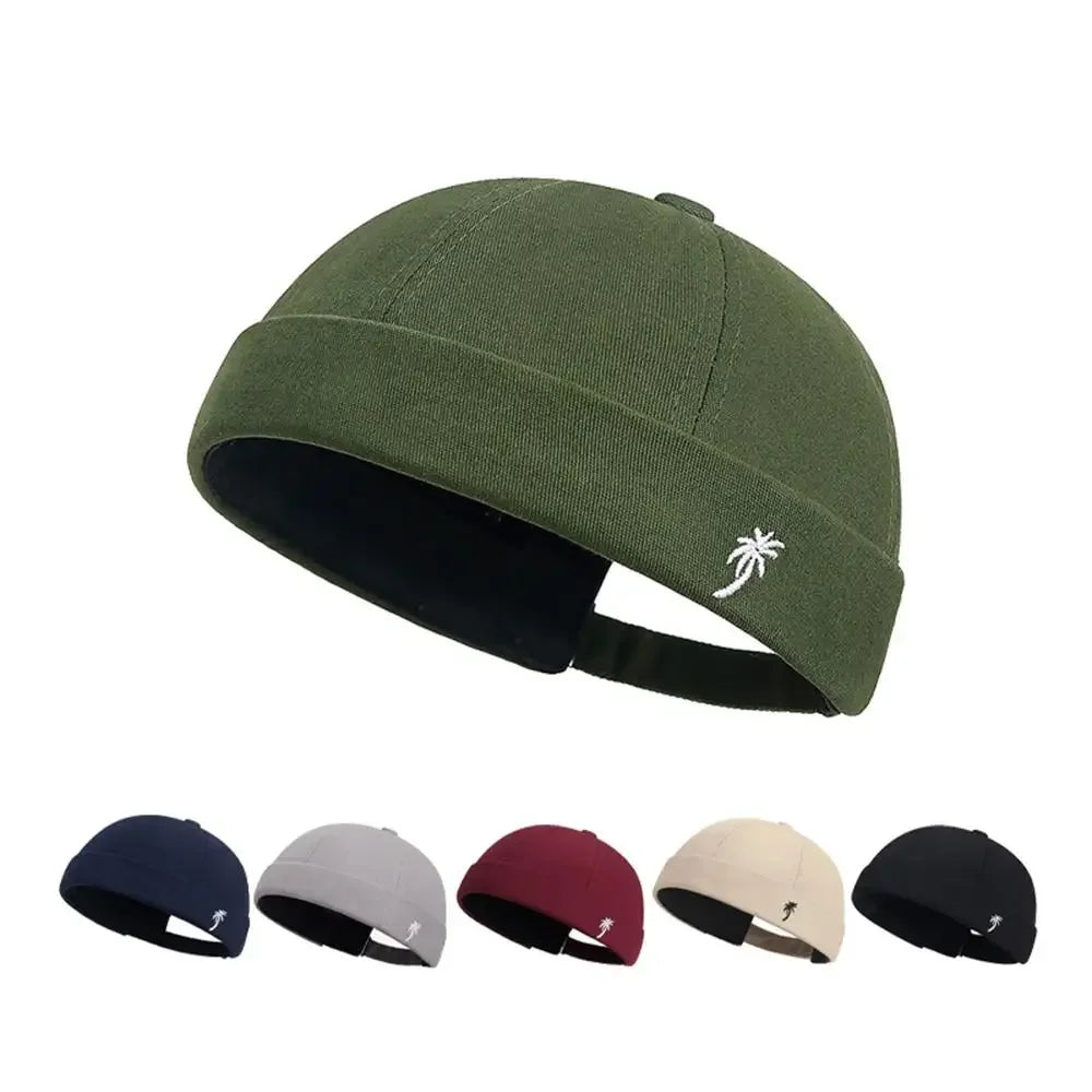 Beanie Hats Men Women Spring Autumn Landlord Hat Streetwear Hip Hop Brimless Hat Embroidered Coconut Tree Docker Cap Wholesale