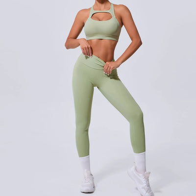 New Yoga Set Women Tracksuit Workout Pocket Legging Athletic Suit Gym Push Up Legging Fitness Bra Sports Wear Active Wear