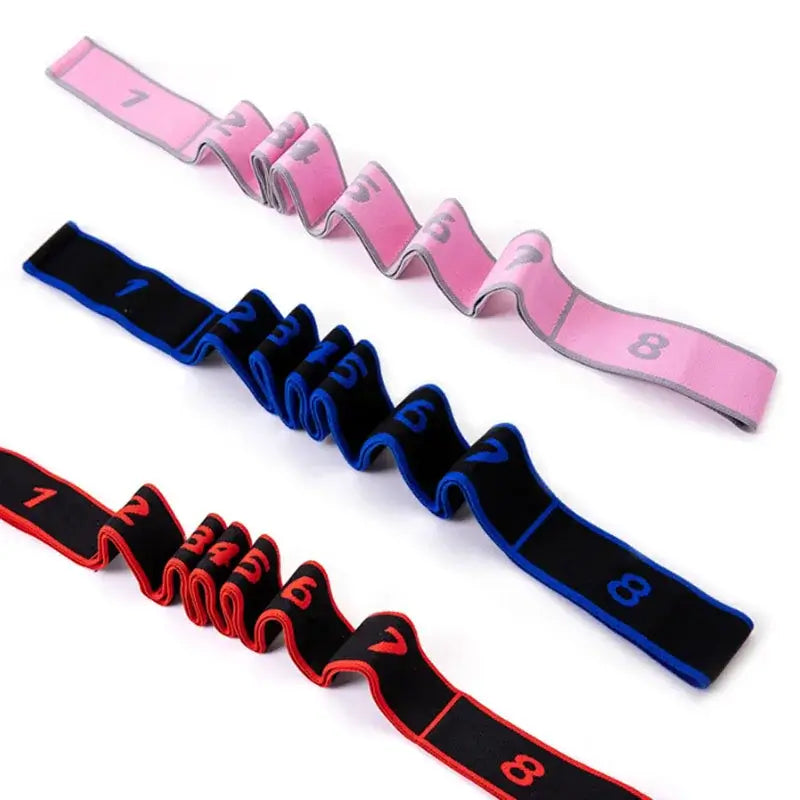 GearKulture pull strap belt in pink, black, and red for dance and fitness training, featuring numbered resistance levels.