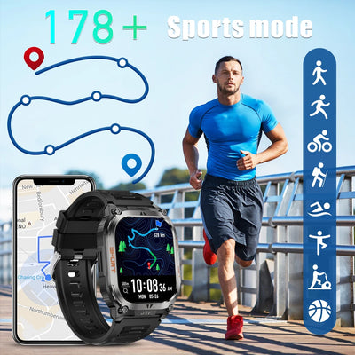 2025 Smart Watch for Men BT Call 2.01" Smartwatch Android iOS Fitness Tracker with Flashlight/Compass/Heart Rate/Sleep Monitor