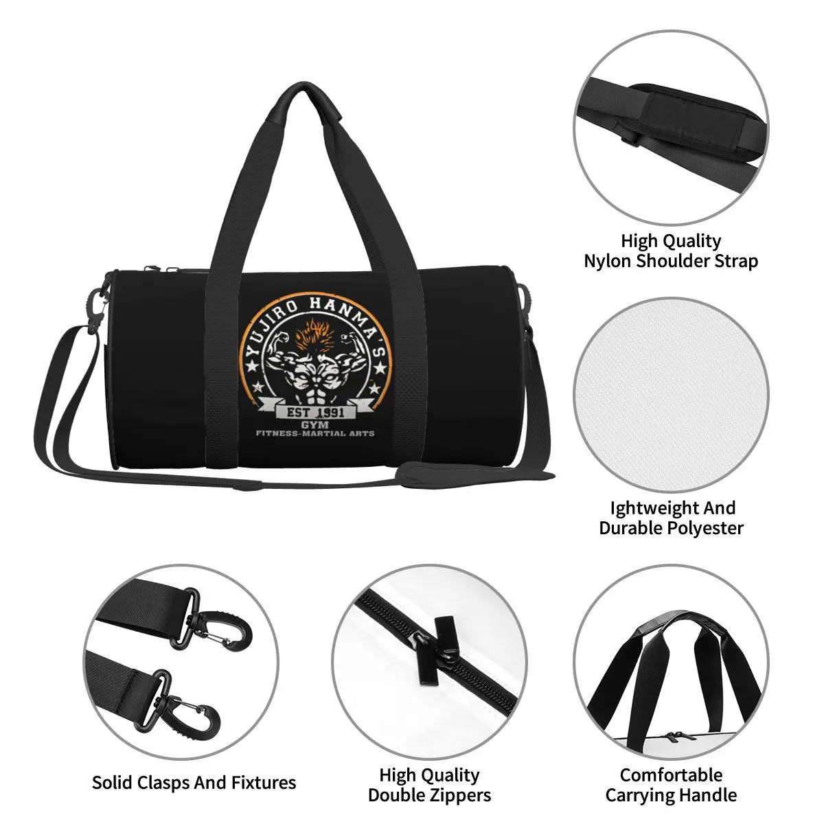 Gym Bag Baki Gym Sports Bag with Shoes Men's Outdoor Design Handbag Graphic Travel Fitness Bag