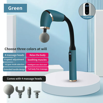 Massage Gun with Upgraded Extended Handle U-Shaped Back Massager Deep Tissue with 4 Massage Heads Fascia Gun Muscle Relaxation