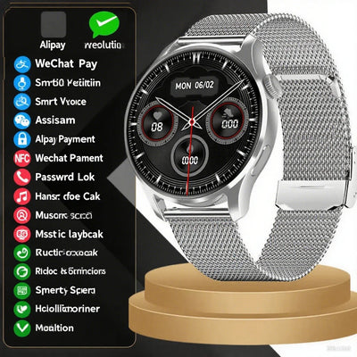 2025 new smartwatch with heart rate monitor, stress monitor, blood oxygen monitor, NFC, waterproof sports brace