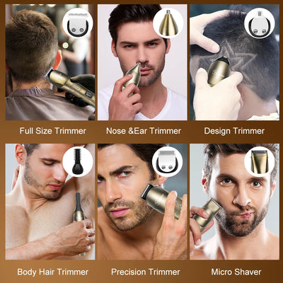 Hatteker 6-in-1 Professional Hair Clippers Hair Cut Machine for Men Electric Shaver Beard Trimmers Machine Cordless IPX7 Washing