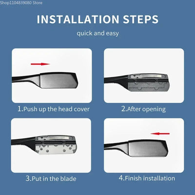Professional Barber Straight Edge Shaving Razors Manual Zinc Alloy Salon Haircut Removal Tools Men Beard Shaving Knife Holder