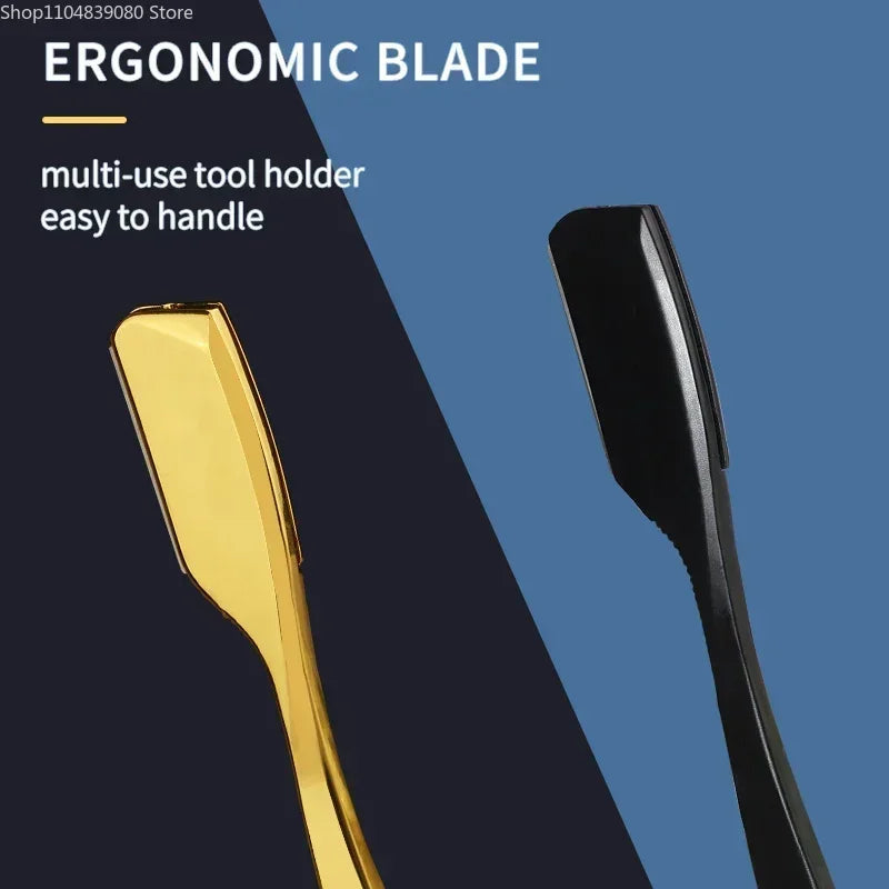 Professional Barber Straight Edge Shaving Razors Manual Zinc Alloy Salon Haircut Removal Tools Men Beard Shaving Knife Holder