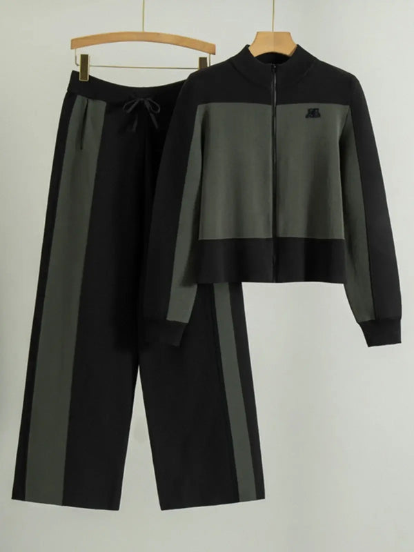 Casual Knitted Sportswear Set for Women Faionable Small Size Two-Piece Spring Autumn 2025 Trendy Ensemble