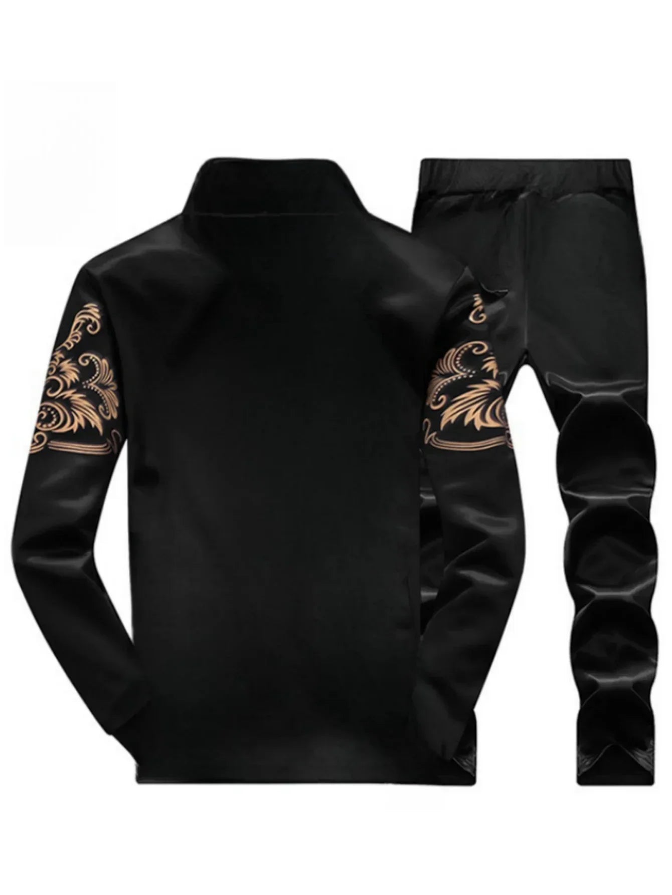 Men's Casual Sportswear Sets Spring Autumn Stand Collar Embroidery Jacket + Elastic Waist Pants Set Men Two-piece Tracksuit Sets