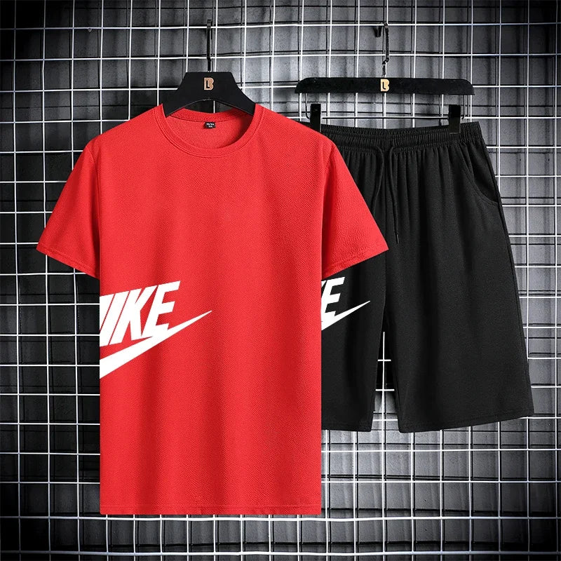 2025 New Fashion Casual Trend Men's Sportswear Set - short-sleeved T-shirt and summer outdoor sports shorts set, running set, tw