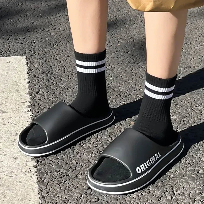 Slippers For Man Solid Feslishoet Women Letter Mens Thick Sole Indoor Bathroom Anti Slip Shoes Summer Slippers Indoor House
