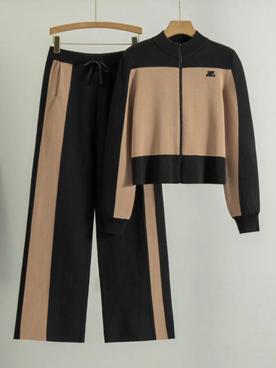 Casual Knitted Sportswear Set for Women Faionable Small Size Two-Piece Spring Autumn 2025 Trendy Ensemble