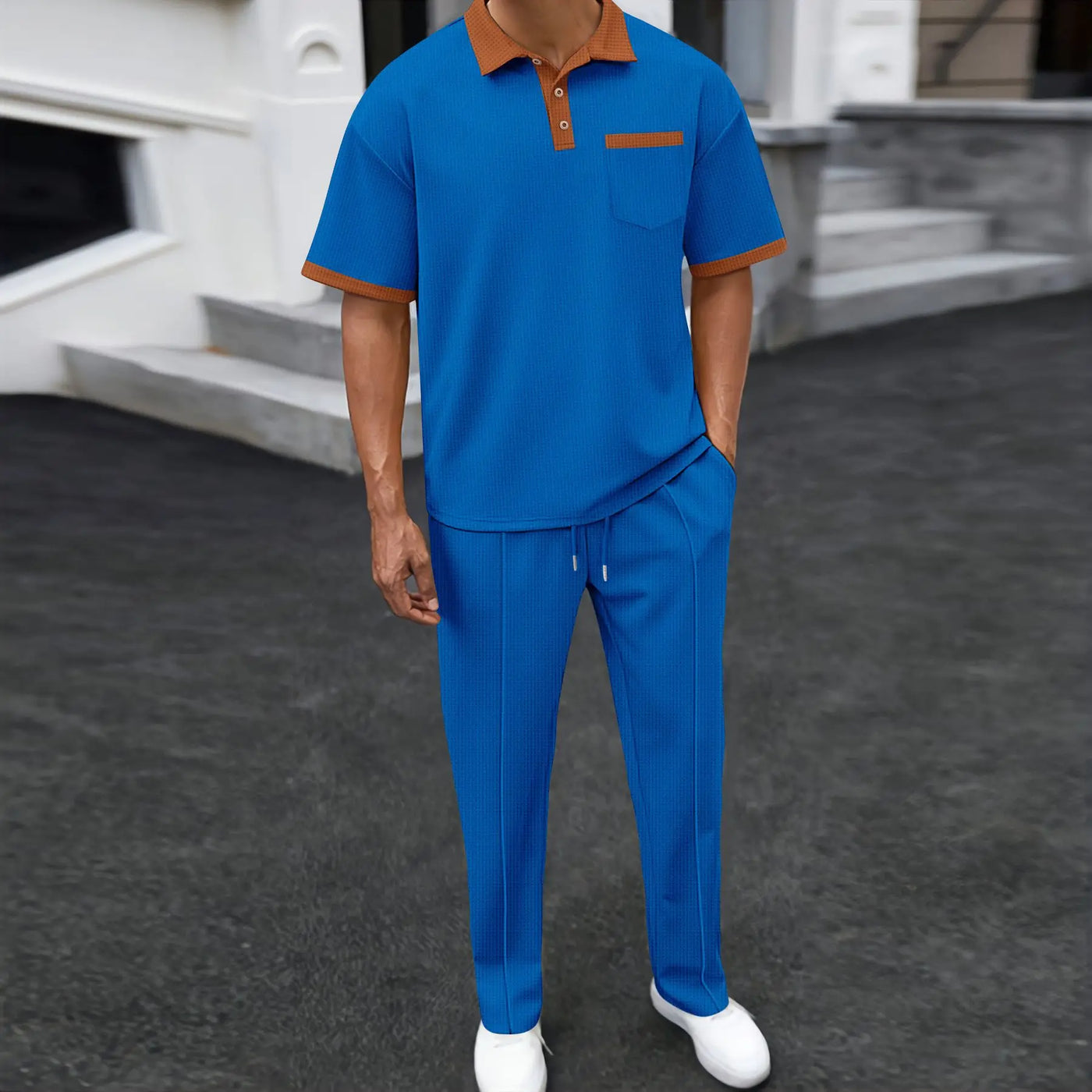 Men's Two-piece Sportswear Short-sleeved T-shirt and Long Pants set Casual Business Sportswear Summer 2025 Fashion Two-piece Set