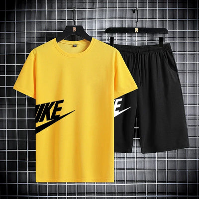 2025 New Fashion Casual Trend Men's Sportswear Set - short-sleeved T-shirt and summer outdoor sports shorts set, running set, tw