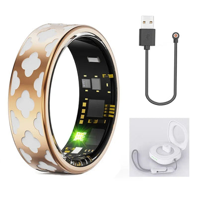 Smart Ring with Charging Box for Heart Rate Blood Oxygen Sleep Monitoring Multi Sport Tacking Modes IP68 Waterproof Smart Rings