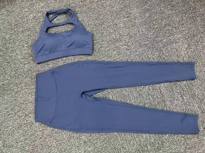 New Yoga Set Women Tracksuit Workout Pocket Legging Athletic Suit Gym Push Up Legging Fitness Bra Sports Wear Active Wear