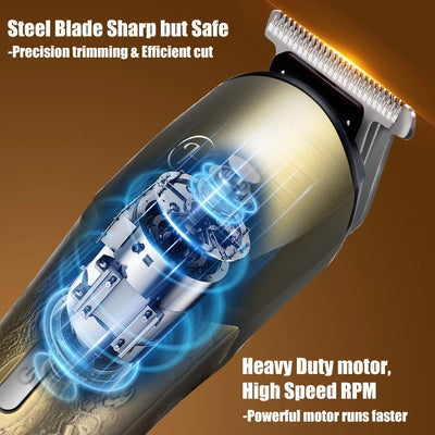 Hatteker 6-in-1 Professional Hair Clippers Hair Cut Machine for Men Electric Shaver Beard Trimmers Machine Cordless IPX7 Washing