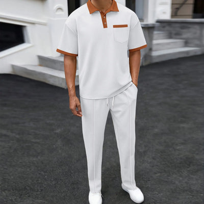 Men's Two-piece Sportswear Short-sleeved T-shirt and Long Pants set Casual Business Sportswear Summer 2025 Fashion Two-piece Set