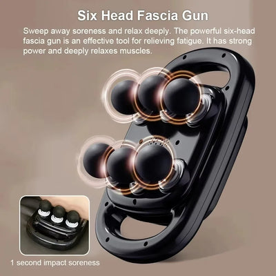 Muscle Massager Gun Waist Massage Professional Fascia Gun High Frequency Six-head Back Body Shoulder Legs Waist Massager Machine