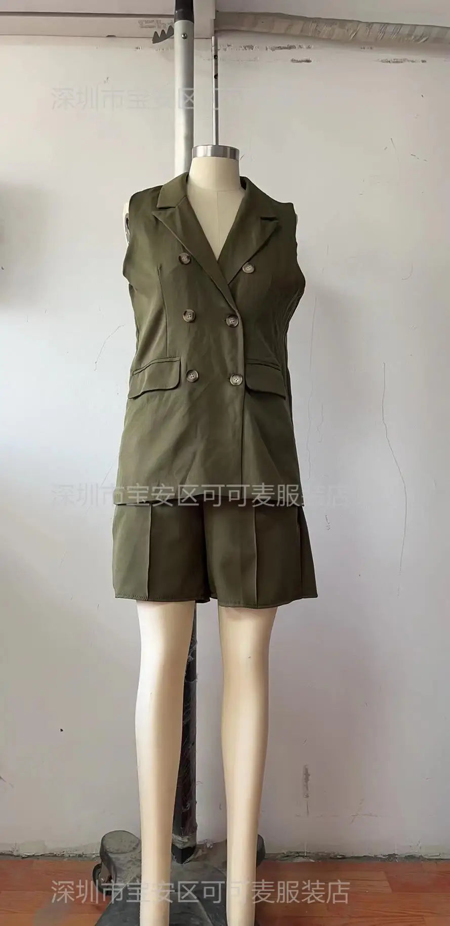 Pant Set Women Two Piece Sets Matching Sets Sleeveless Short Sets Coats Wide Leg Short Pants High Waist Y2k Streetwear Work