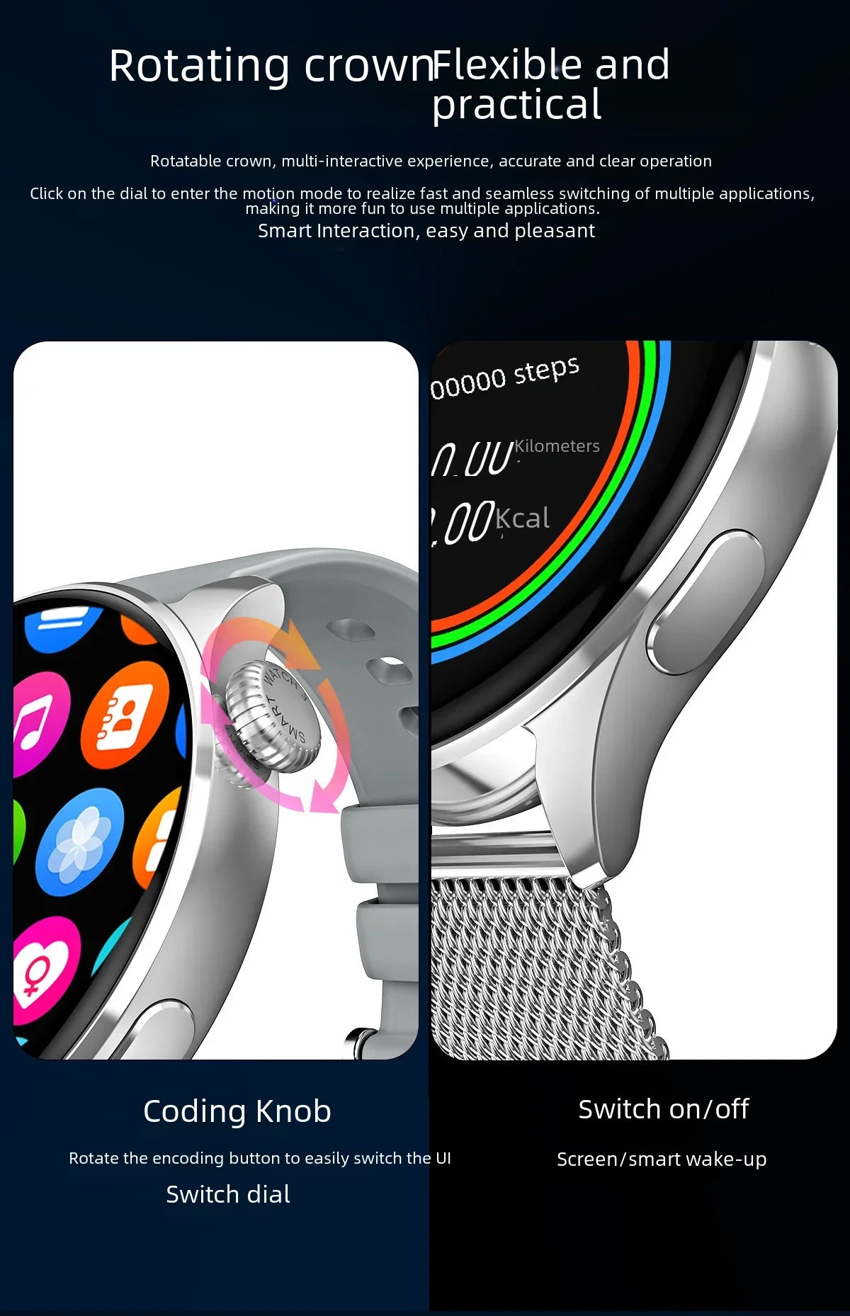 2025 new smartwatch with heart rate monitor, stress monitor, blood oxygen monitor, NFC, waterproof sports brace