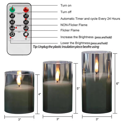 Flameless Candles 3D Wick Electric LED Candle Battery Operated with Remote Control for Party Hotel Wedding Birthday Decoration