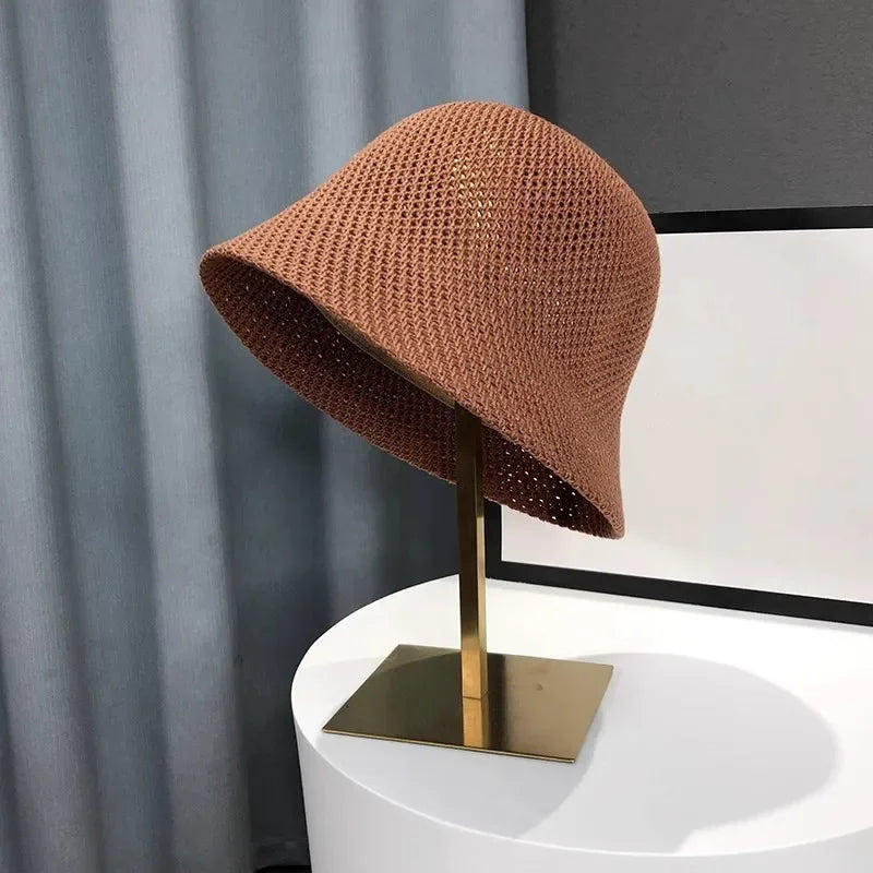 Hat, female fisherman hat, spring and summer hollow thin sun hat, sunshade and face enhancing small basin hat