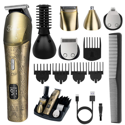 Hatteker 6-in-1 Professional Hair Clippers Hair Cut Machine for Men Electric Shaver Beard Trimmers Machine Cordless IPX7 Washing