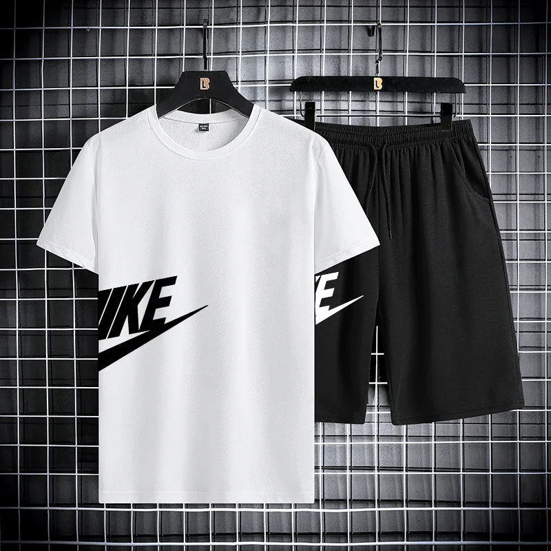 2025 New Fashion Casual Trend Men's Sportswear Set - short-sleeved T-shirt and summer outdoor sports shorts set, running set, tw