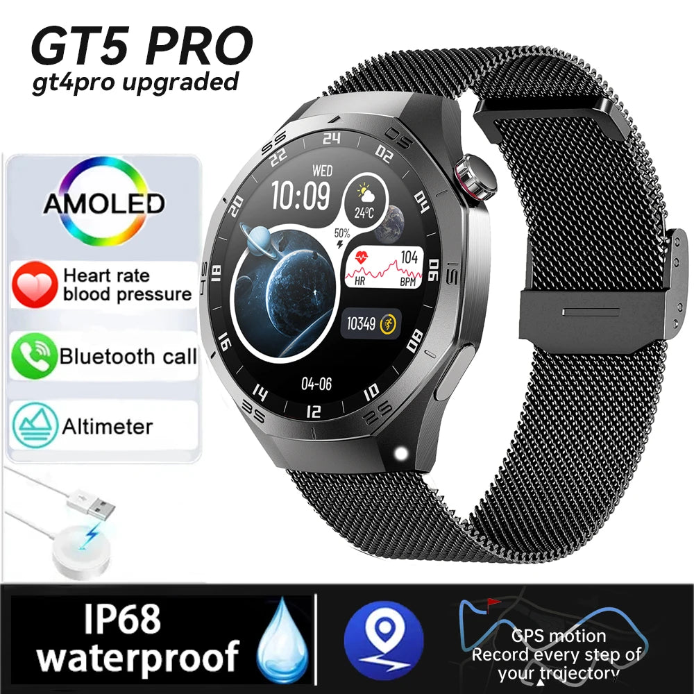 2025 New Smart Watch S5 Men's Outdoor Sports 100+Sport Modes IP68 Waterproof Watches AMOELD HD Screen Smartwatch Android IOS