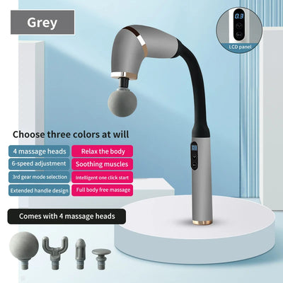 Massage Gun with Upgraded Extended Handle U-Shaped Back Massager Deep Tissue with 4 Massage Heads Fascia Gun Muscle Relaxation