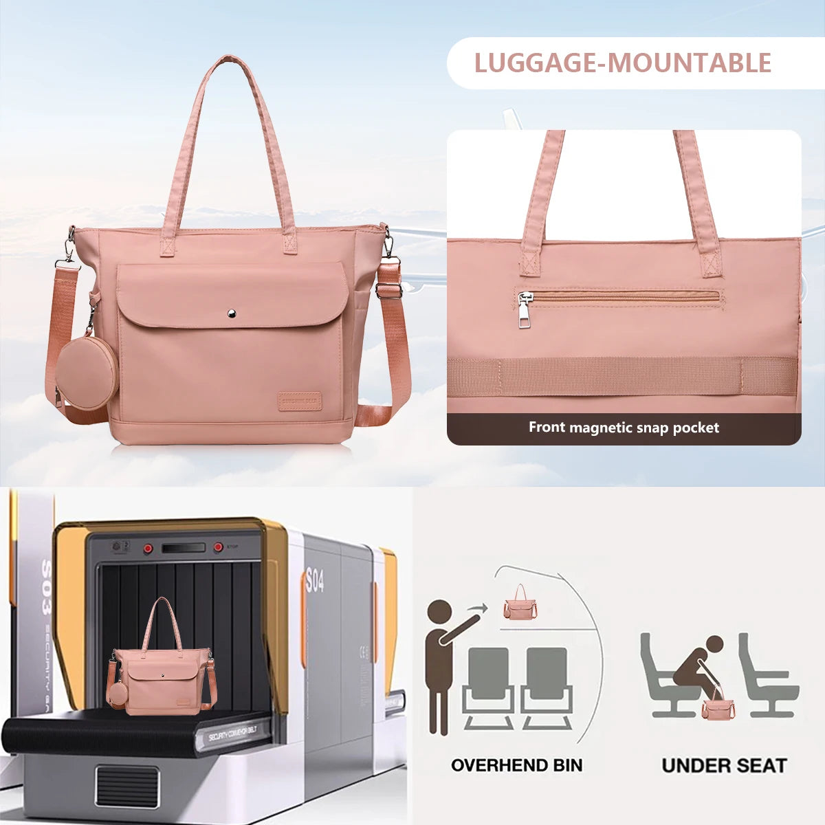 Tote Bag 2025 New Large-Capacity Crossbody Bag Lightweight Cloth Bag Middle-Aged Mother Bag Multi-Layer Shoulder Bag Travel Backpack Women's Coin Purse
