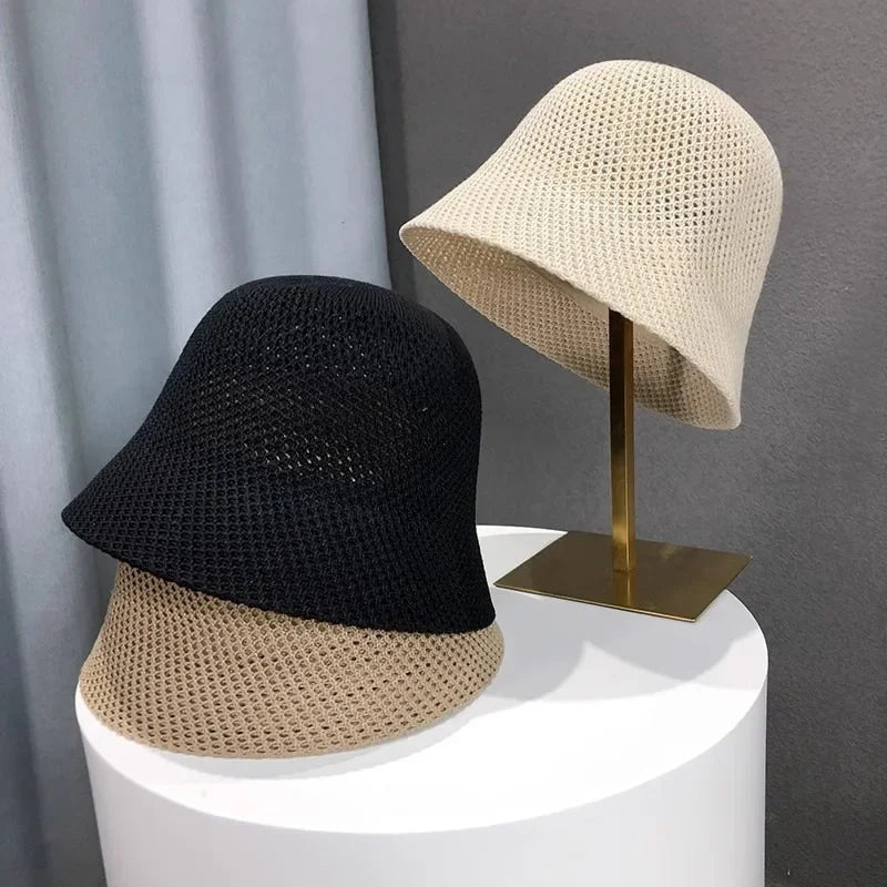 Hat, female fisherman hat, spring and summer hollow thin sun hat, sunshade and face enhancing small basin hat